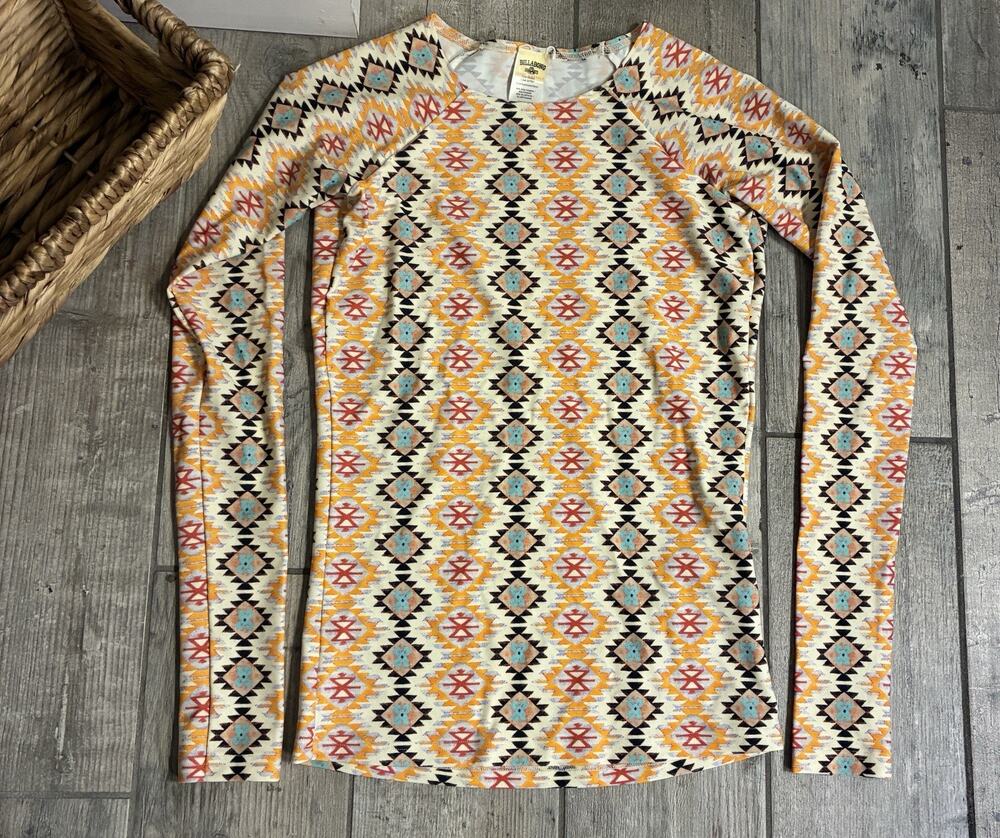 Billabong Surf Capsule Long Sleeve Rash Guard Women’s Size Small Aztec Print